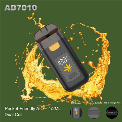 Vape monouso ricaricabile a doppia bobina LCD da 2 ml AD7020